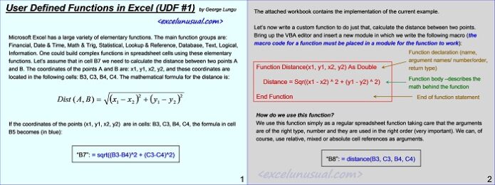 Writing Excel User Defined Functions in VBA – part #1 – the distance ...