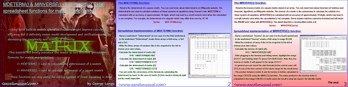 MDETERM() & MINVERSE() – two important Excel spreadsheet functions for matrix manipulations