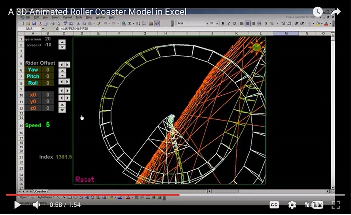 A 3D Animated Excel Roller Coaster – video preview