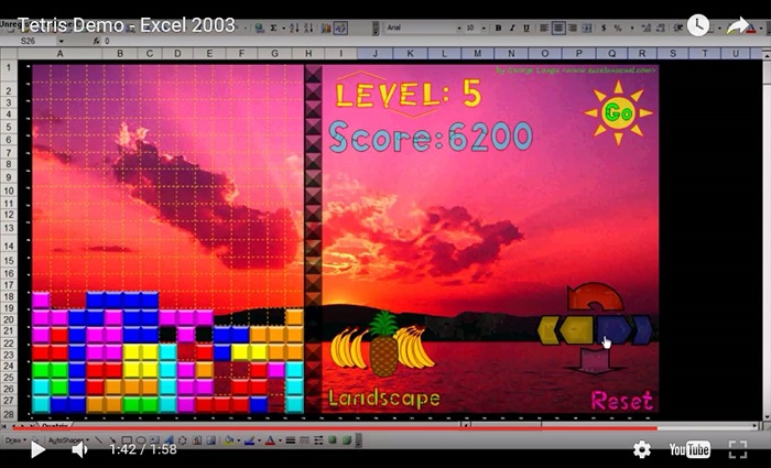 Excel Tetris – a video demonstration