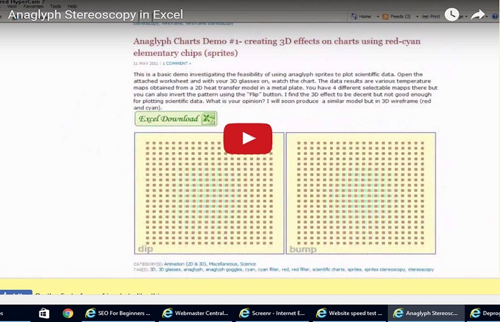 Anaglyph Stereoscopy in Excel – video preview