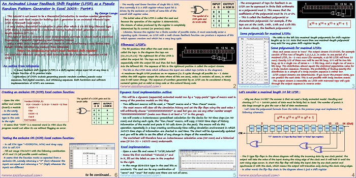 An Animated Linear Feedback Shift Register (LFSR) as a Pseudo Random Pattern Generator in Excel 2003 – Part#1