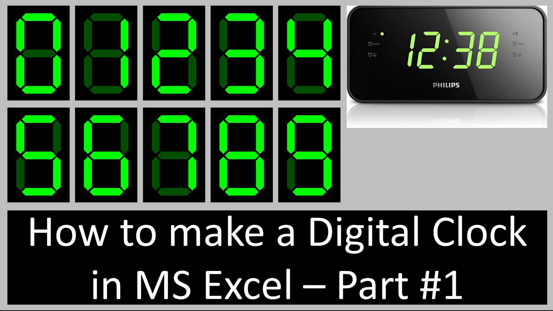 How to make a realistic looking digital clock in MS Excel – Part #1 – (making the digit sprites)