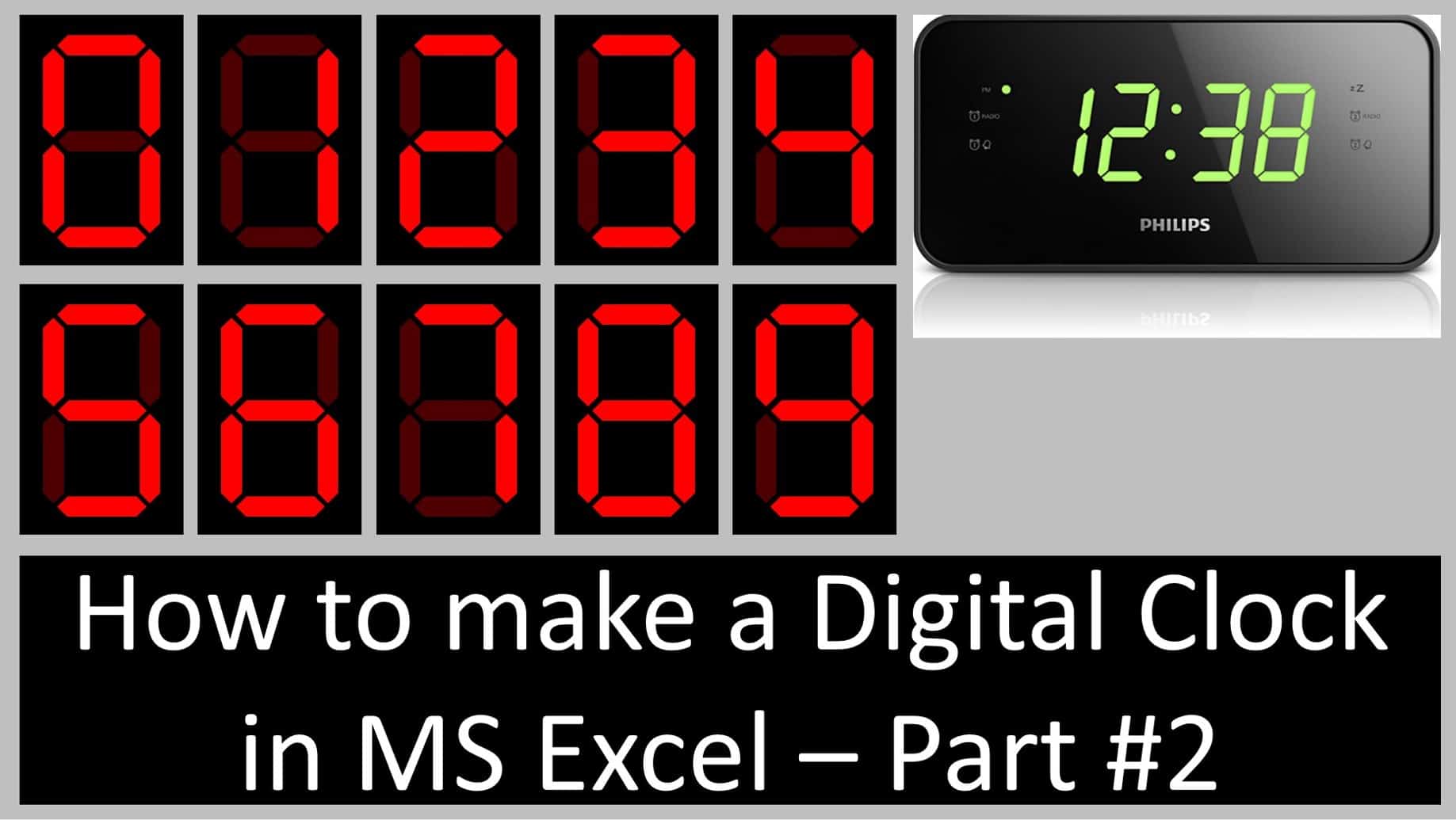 How to make a realistic looking digital clock in MS Excel – Part #2 – (how to move shapes with VBA)
